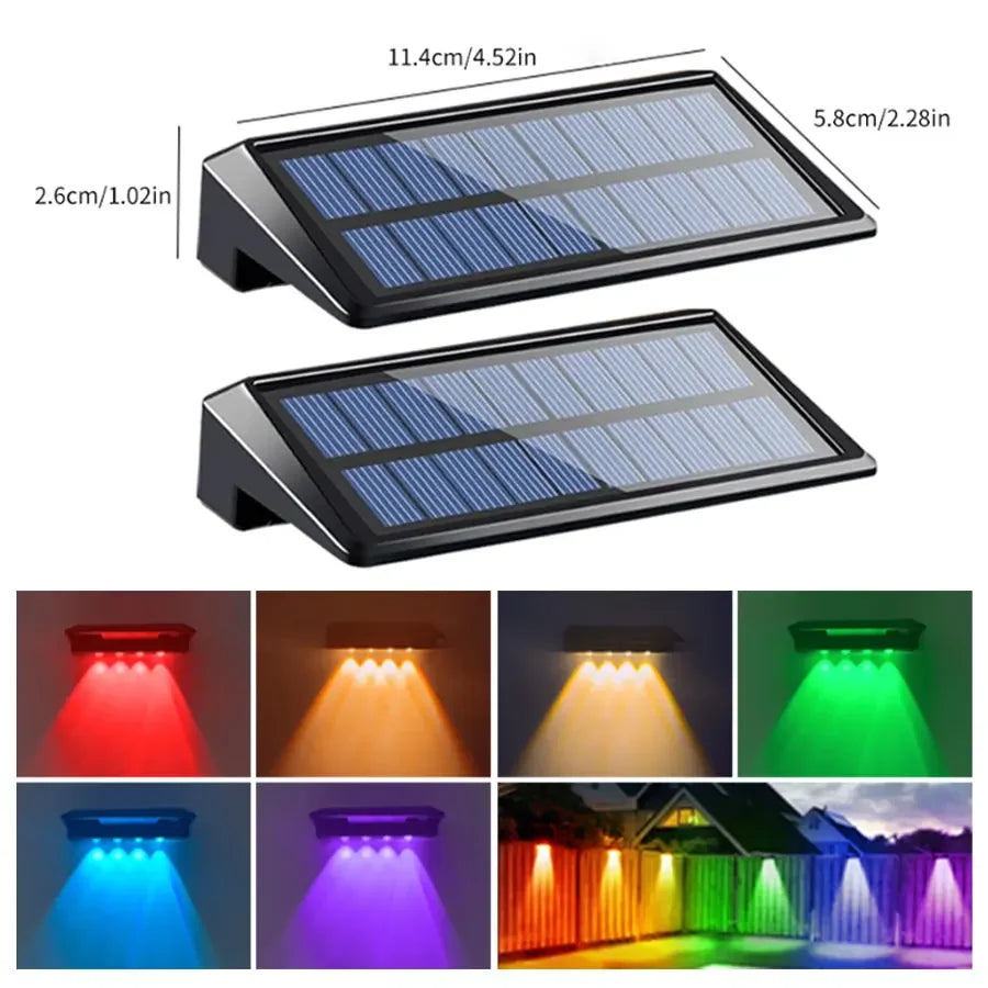 Solar Garden Lights, 2-Pack LED Fence Lamps, 800mAh Battery, Warm or Gradient Light for Patio and Yard - product view 2