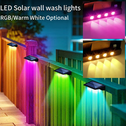 Solar Garden Lights, 2-Pack LED Fence Lamps, 800mAh Battery, Warm or Gradient Light for Patio and Yard - product view 3