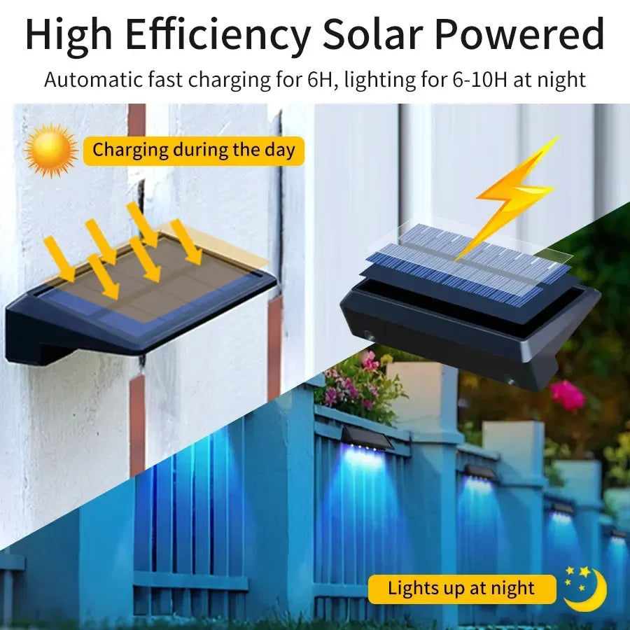Solar Garden Lights, 2-Pack LED Fence Lamps, 800mAh Battery, Warm or Gradient Light for Patio and Yard - product view 6