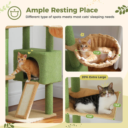 Floor-to-Ceiling Cactus Cat Tree, Adjustable 90.5–100.4 in Tower with Condo, Hammock and Scratching Post - product view 5