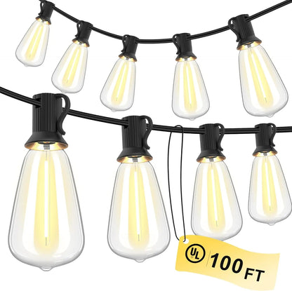 Outdoor LED String Lights, AC-Powered Ball-Shaped Beads, Shatterproof PET Bulbs, Dimmable 5–100%, 50FT–200FT Options - product view 1