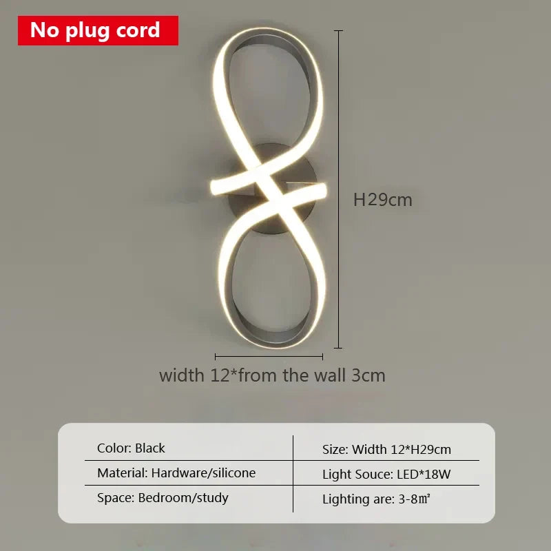 Modern LED Wall Sconce, Aluminum Geometric Design, AC Powered, Warm White or Tricolor Light, Black or Gold for Indoor Rooms - product view 1