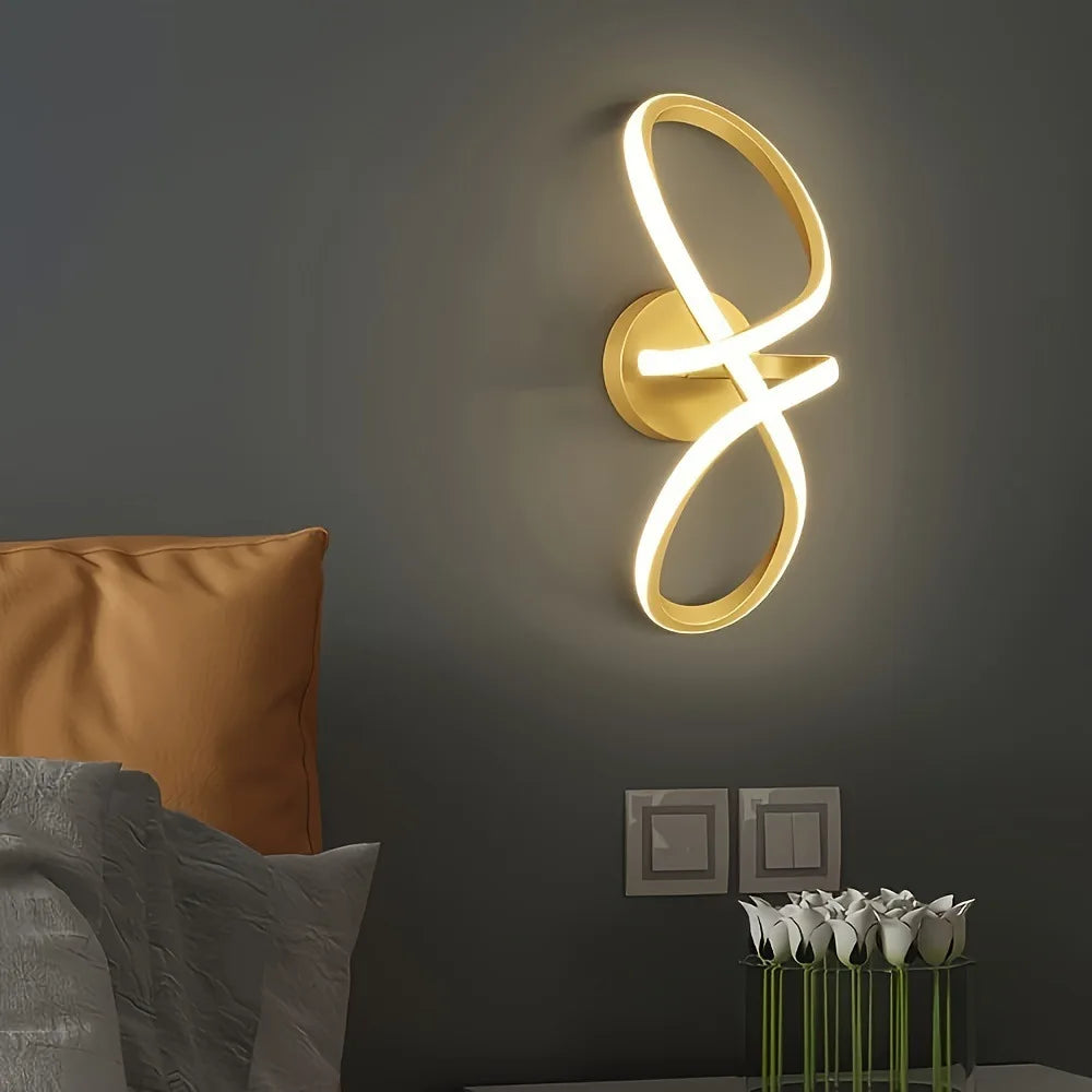 Modern LED Wall Sconce, Aluminum Geometric Design, AC Powered, Warm White or Tricolor Light, Black or Gold for Indoor Rooms - product view 3