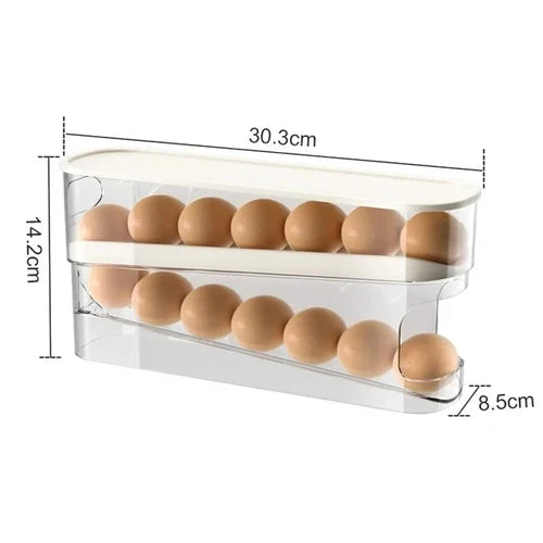 Automatic Rolling Egg Holder, Double-Layer Refrigerator Egg Dispenser Rack, Plastic Pantry Organizer - product view 1