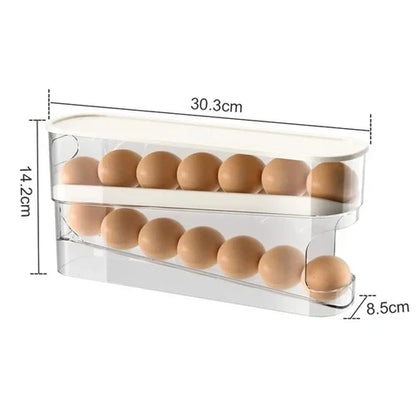 Automatic Rolling Egg Holder, Double-Layer Refrigerator Egg Dispenser Rack, Plastic Pantry Organizer - product view 1