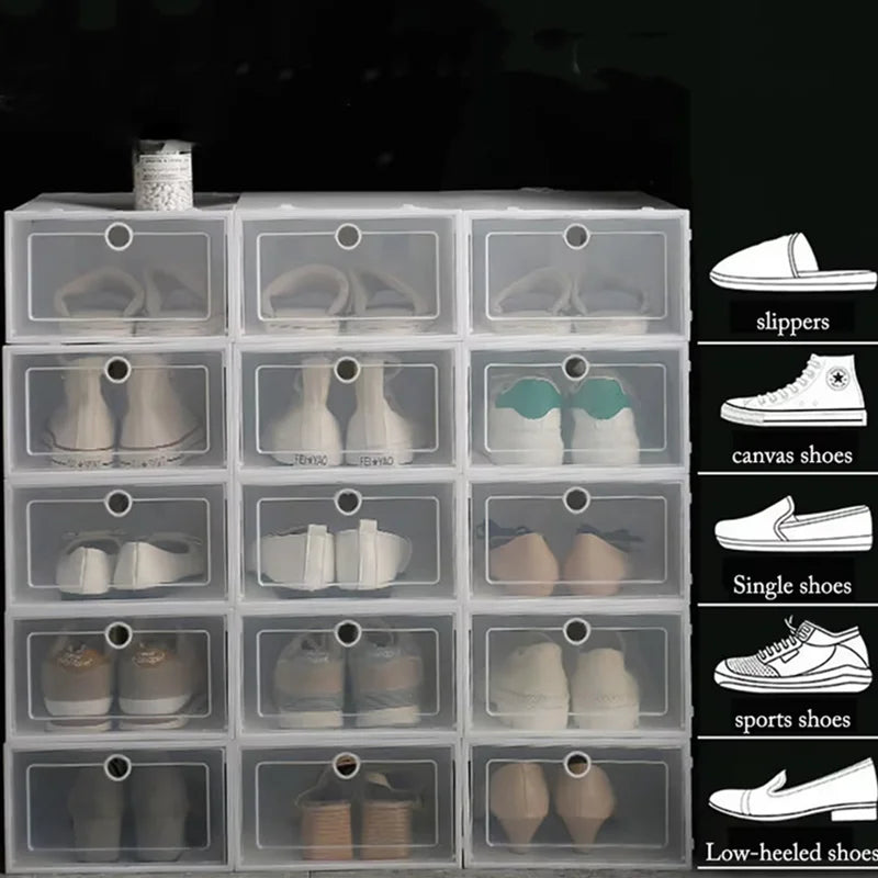 6-Pack Stackable Shoe Storage Boxes, Foldable Plastic Organizers, 8–11 L, Clear Dustproof Shoe Boxes in 2 Sizes - product view 5
