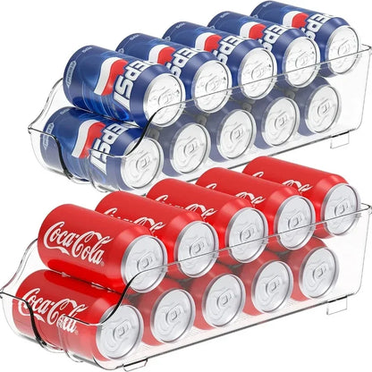 Refrigerator Can Organizer, Reusable Plastic Soda Can Dispenser for Fridge and Freezer, XL Storage Box with Two Designs - product view 3