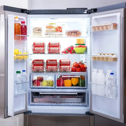 Refrigerator Can Organizer, Reusable Plastic Soda Can Dispenser for Fridge and Freezer, XL Storage Box with Two Designs - product view 5