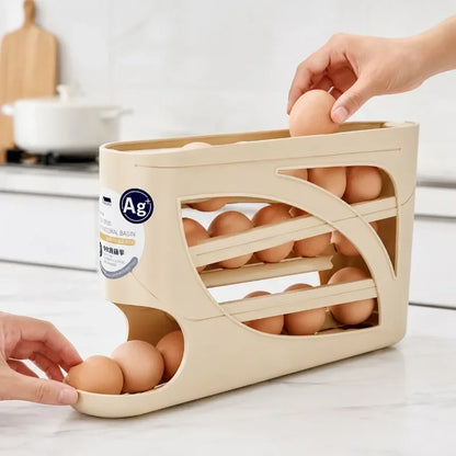 4-Tier Refrigerator Egg Organizer, Gravity-Fed Rolling Dispenser, 28–30 Egg Capacity, BPA-Free Plastic for Fridge Storage - product view 5