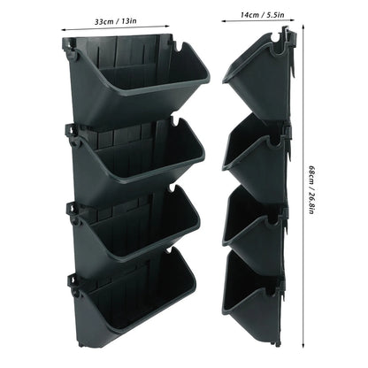 4-Pot Vertical Wall Planter, Space-Saving PP Garden Display for Flowers, Vegetables and Indoor or Outdoor Plants - product view 3