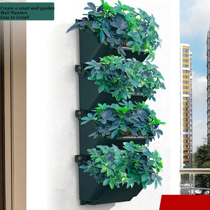 4-Pot Vertical Wall Planter, Space-Saving PP Garden Display for Flowers, Vegetables and Indoor or Outdoor Plants - product view 4