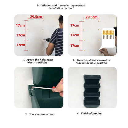 4-Pot Vertical Wall Planter, Space-Saving PP Garden Display for Flowers, Vegetables and Indoor or Outdoor Plants - product view 6