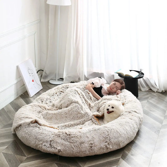 Human-Size Dog Bed, Washable Faux Fur Pet Sofa for People and Pets, Orthopedic-Style Lounger in Two Sizes - product view 1