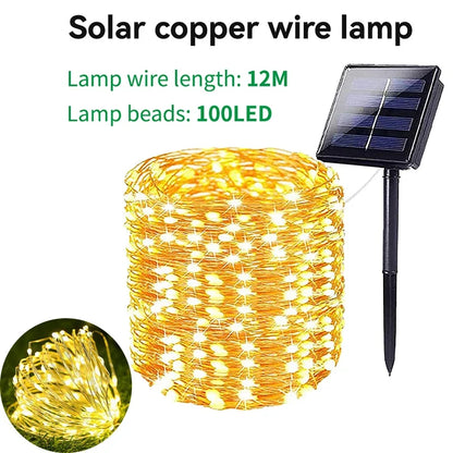 Solar LED String Lights and Lawn Lamps, 8 Lighting Modes, Copper Wire, Self-Contained Outdoor Garden Decor - product view 2