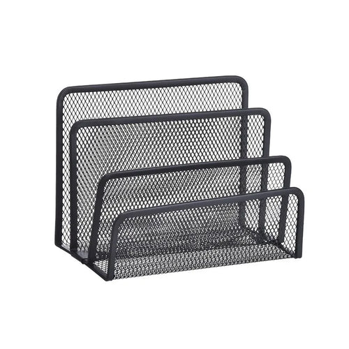 3-Layer Black Metal Mesh Desk Organizer, Notebook Stand Rack for Papers, Magazines, Documents and Books - product view 1