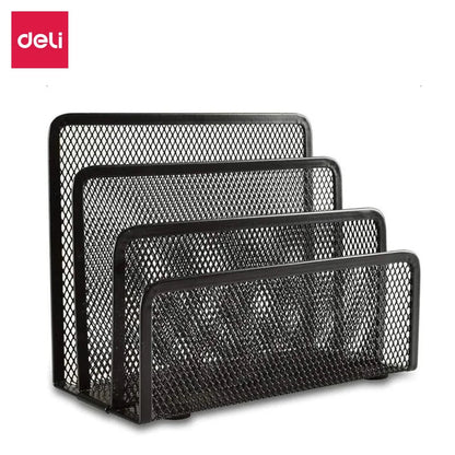 3-Layer Black Metal Mesh Desk Organizer, Notebook Stand Rack for Papers, Magazines, Documents and Books - product view 2