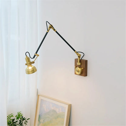 Adjustable Swing Arm Wall Sconce, Plug-In LED E27 Lamp, Knob or Paddle Switch, Modern Copper Lighting for Bedroom - product view 5