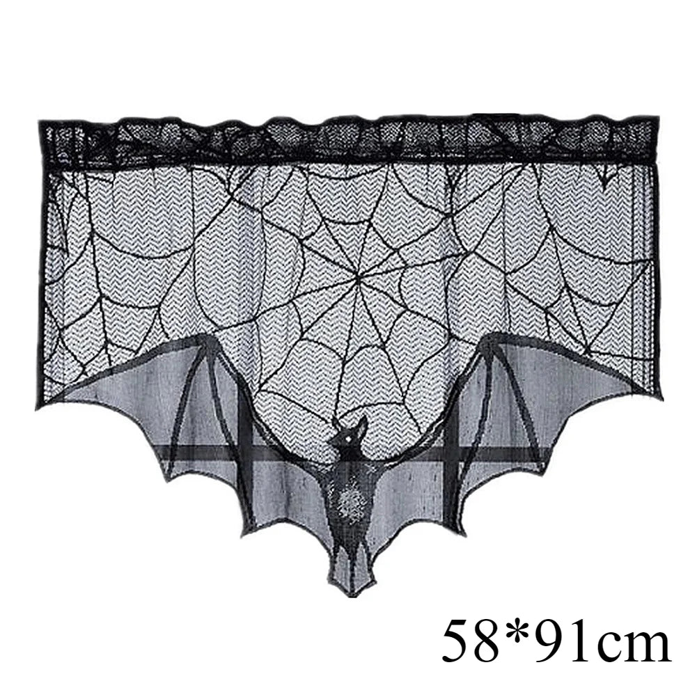 Reusable Halloween Spider Web Decor, Crocheted 100% Polyester Tablecloth, Mantel Cloth, Door Curtain and Lampshade Accents - product view 1