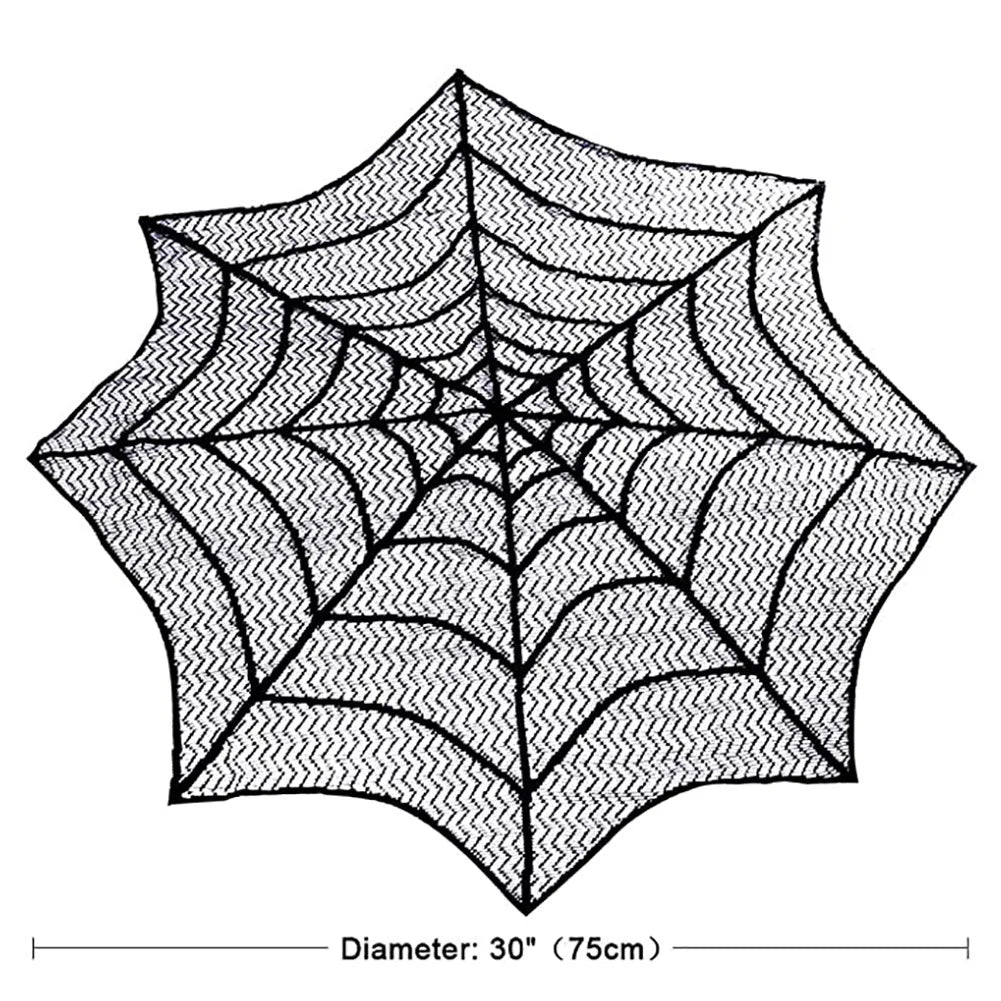 Reusable Halloween Spider Web Decor, Crocheted 100% Polyester Tablecloth, Mantel Cloth, Door Curtain and Lampshade Accents - product view 4