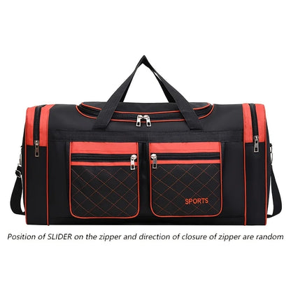 Casual Travel Duffel Bag, Large-Capacity Bag with Multiple Compartments and Pockets for Short Trips, Blue, Black or Red - product view 3