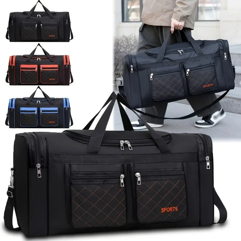 Casual Travel Duffel Bag, Large-Capacity Bag with Multiple Compartments and Pockets for Short Trips, Blue, Black or Red - product view 5