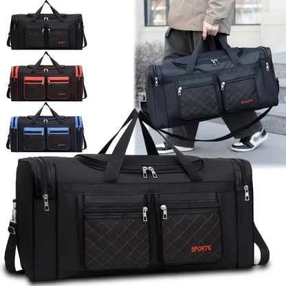 Casual Travel Duffel Bag, Large-Capacity Bag with Multiple Compartments and Pockets for Short Trips, Blue, Black or Red - product view 5