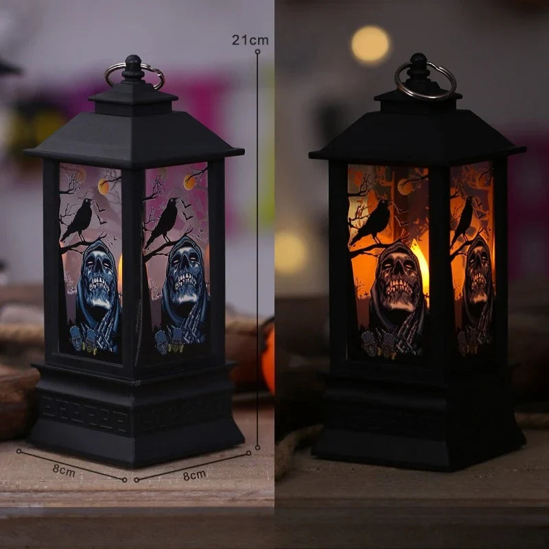LED Lantern, Electronic Rectangular Plastic Decorative Light with 17 Design Options for Halloween and Festive Displays - product view 1