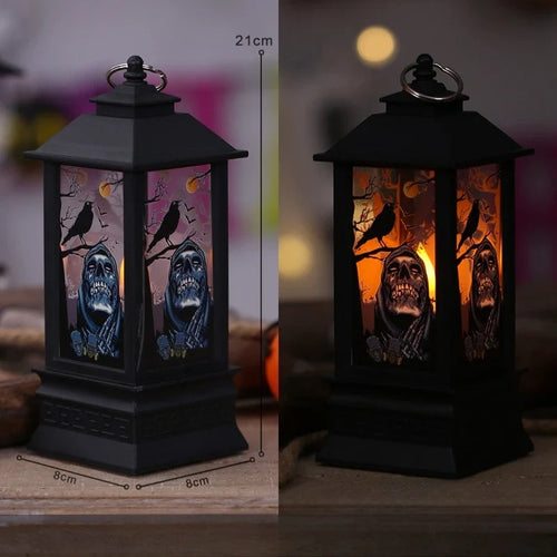 LED Lantern, Electronic Rectangular Plastic Decorative Light with 17 Design Options for Halloween and Festive Displays - product view 1