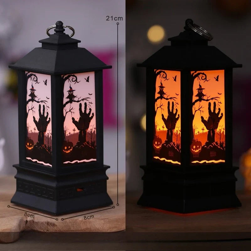 LED Lantern, Electronic Rectangular Plastic Decorative Light with 17 Design Options for Halloween and Festive Displays - product view 2