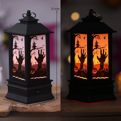 LED Lantern, Electronic Rectangular Plastic Decorative Light with 17 Design Options for Halloween and Festive Displays - product view 2