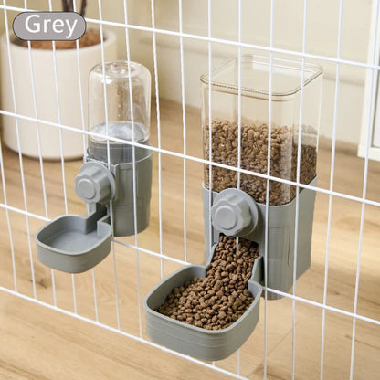 Gravity-Fed Pet Feeder and Waterer, Plastic Dog and Cat Bowl Station, Grey or White Feeder, Drinker or Set - product view 3