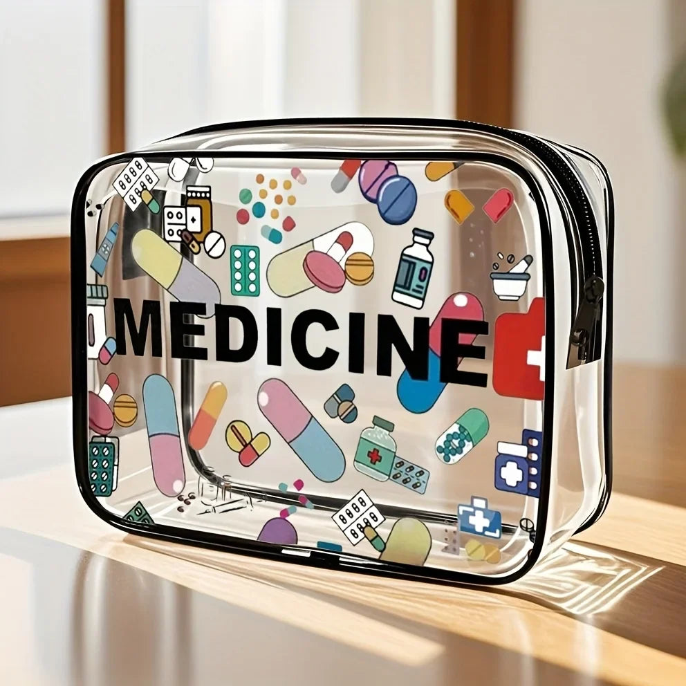 Waterproof PVC Toiletry Bag, Rectangular Travel Organizer for Cosmetics, Medicine and Multi-Purpose Storage, Style 1 - product view 1