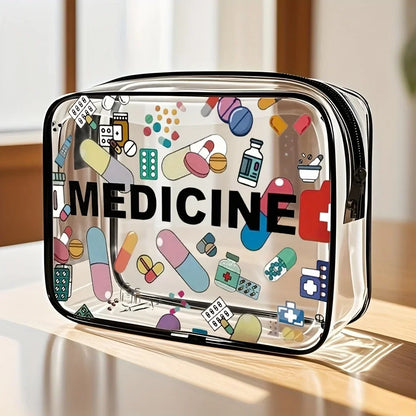 Waterproof PVC Toiletry Bag, Rectangular Travel Organizer for Cosmetics, Medicine and Multi-Purpose Storage, Style 1 - product view 1