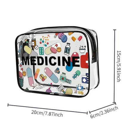 Waterproof PVC Toiletry Bag, Rectangular Travel Organizer for Cosmetics, Medicine and Multi-Purpose Storage, Style 1 - product view 3