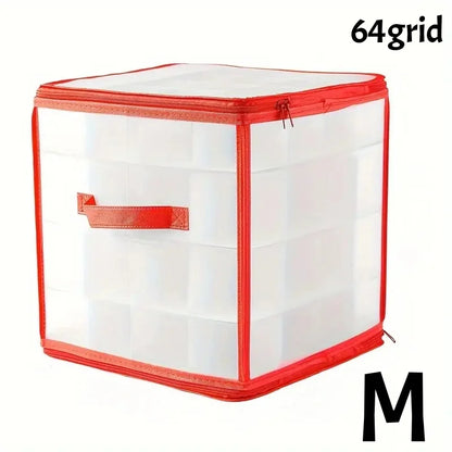 Christmas Ornament Storage Box, Waterproof PVC 4-Tier Square Organizer with 32 or 64 Divided Compartments - product view 2