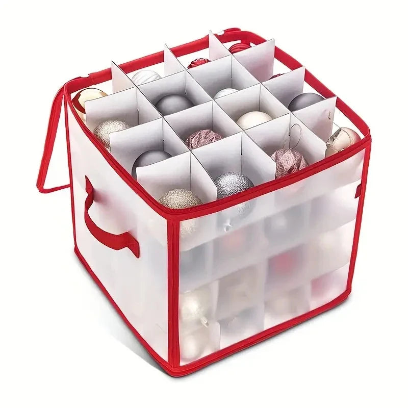 Christmas Ornament Storage Box, Waterproof PVC 4-Tier Square Organizer with 32 or 64 Divided Compartments - product view 5