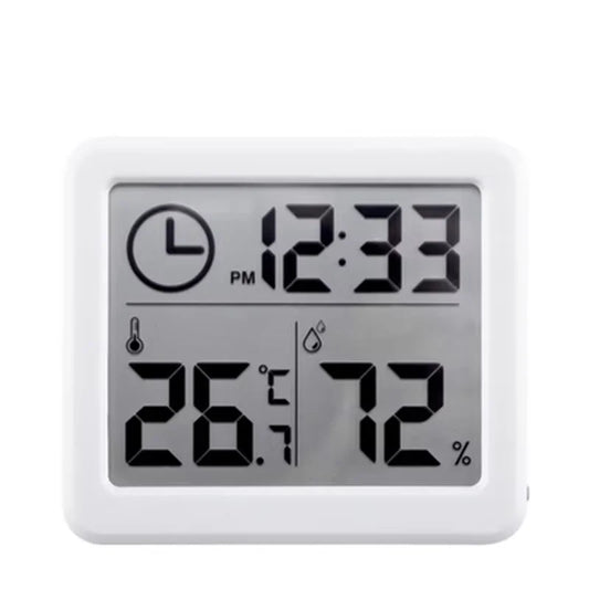 Digital Alarm Clock with Temperature and Humidity Display, Battery Powered Desk, Wall or Kitchen Clock in White or Black - product view 1