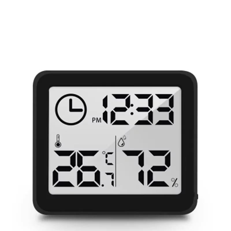 Digital Alarm Clock with Temperature and Humidity Display, Battery Powered Desk, Wall or Kitchen Clock in White or Black - product view 2