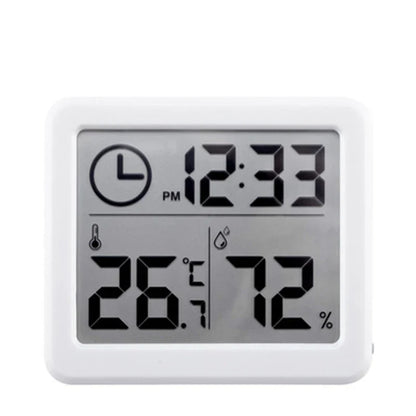 Digital Alarm Clock with Temperature and Humidity Display, Battery Powered Desk, Wall or Kitchen Clock in White or Black - product view 3
