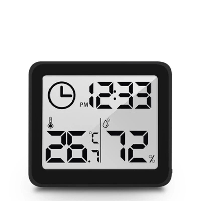Digital Alarm Clock with Temperature and Humidity Display, Battery Powered Desk, Wall or Kitchen Clock in White or Black - product view 4