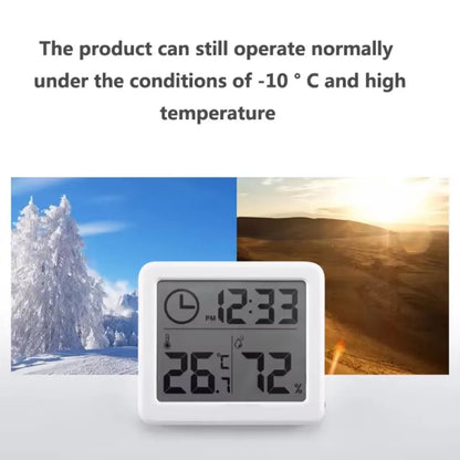 Digital Alarm Clock with Temperature and Humidity Display, Battery Powered Desk, Wall or Kitchen Clock in White or Black - product view 6