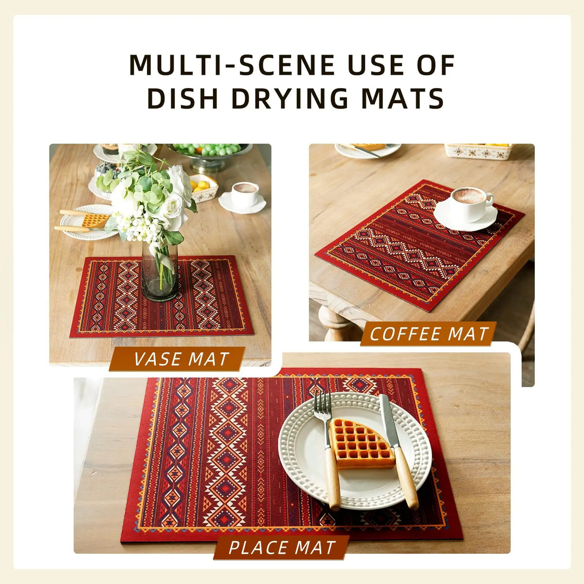 Diatom Mud Dish Drying Mat, Rectangle Modern Kitchen Mat in 40×60, 50×80 or 60×90 cm Sizes - product view 6