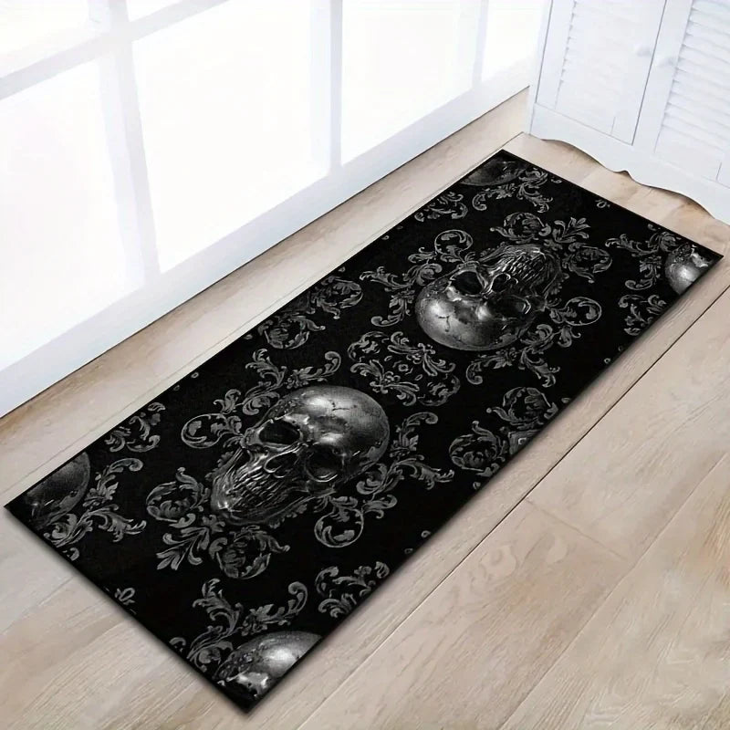 Gothic Skull Outdoor Rug, Waterproof Fade-Resistant Printed Polyester Floor Mat with PVC Backing for Hallways and Balconies - product view 2