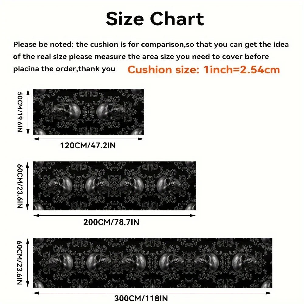 Gothic Skull Outdoor Rug, Waterproof Fade-Resistant Printed Polyester Floor Mat with PVC Backing for Hallways and Balconies - product view 6