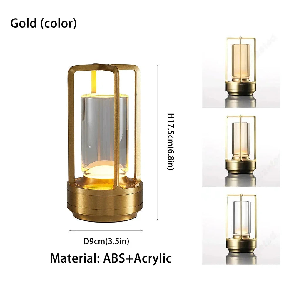 Rechargeable LED Table Lamp, Touch Control, Dimmable 5V Bedroom Light with ABS and Iron Body, Gold, Silver or Black - product view 1