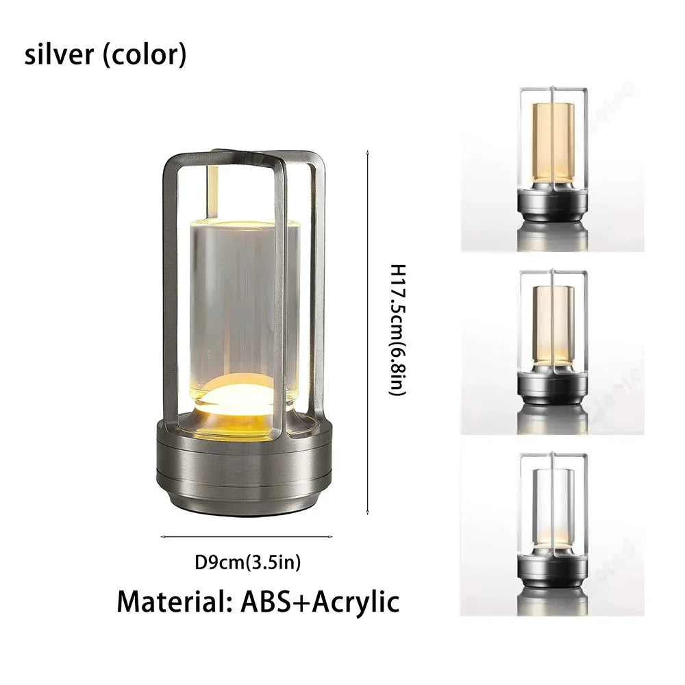 Rechargeable LED Table Lamp, Touch Control, Dimmable 5V Bedroom Light with ABS and Iron Body, Gold, Silver or Black - product view 2