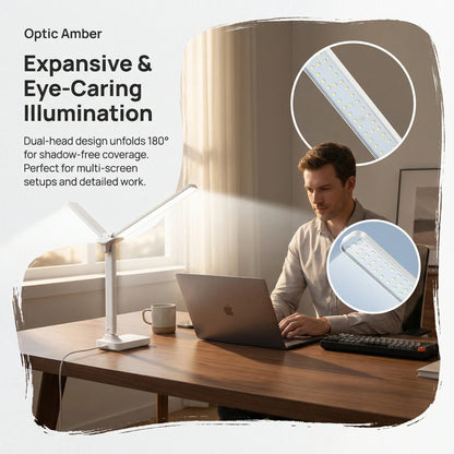 Dual-Head Rechargeable LED Desk Lamp, Foldable Contemporary Reading Light, Touch Dimming, USB Rechargeable Battery for Bedroom or Study - product view 6