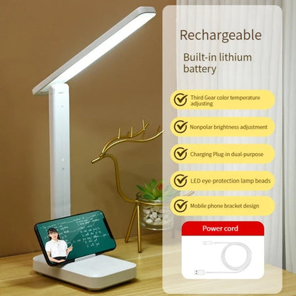 Foldable LED Desk Lamp, Touch Dimming, Rechargeable Battery, 5V, Modern Plastic Design for Study and Workspaces - product view 2