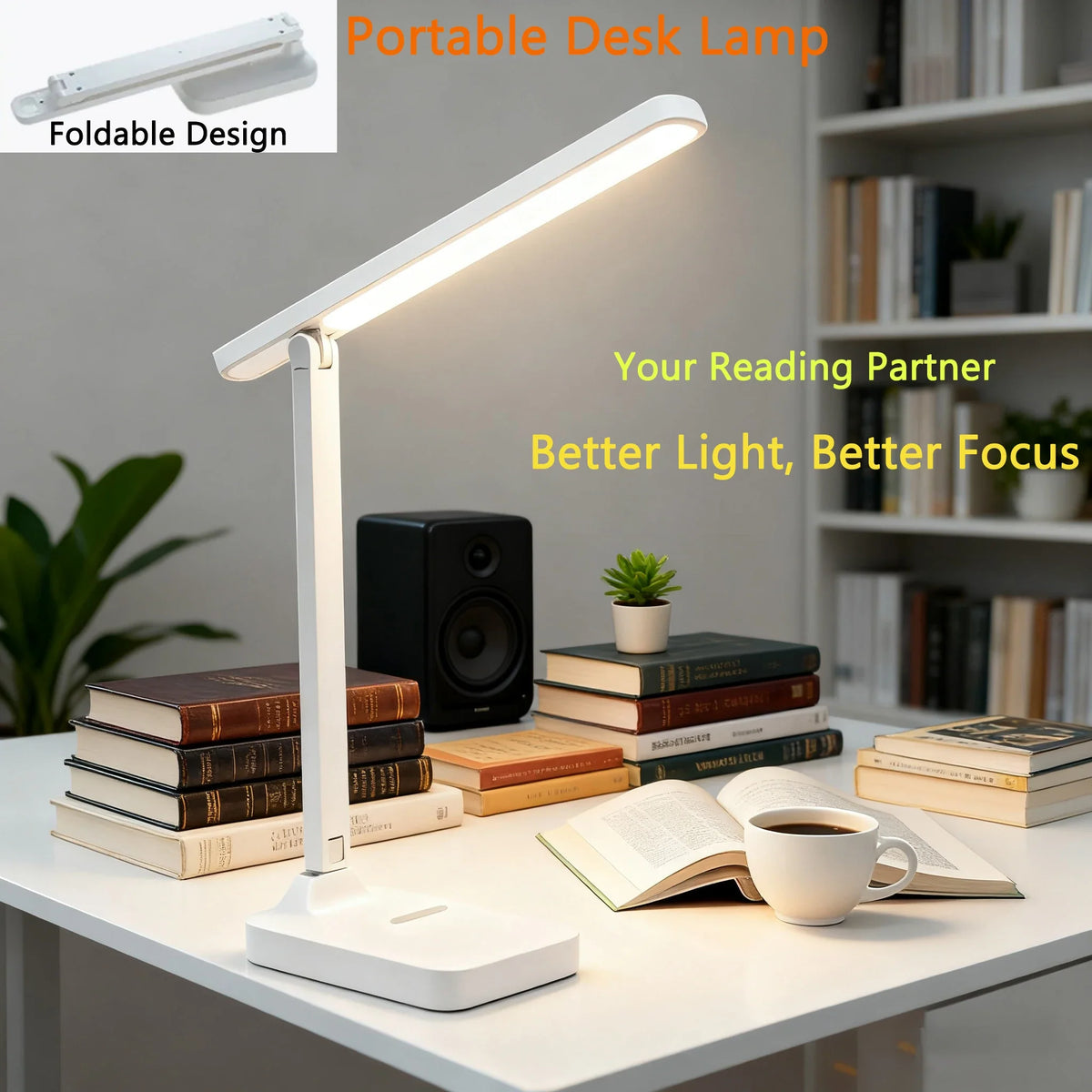 Foldable LED Desk Lamp, Touch Dimming, Rechargeable Battery, 5V, Modern Plastic Design for Study and Workspaces - product view 3