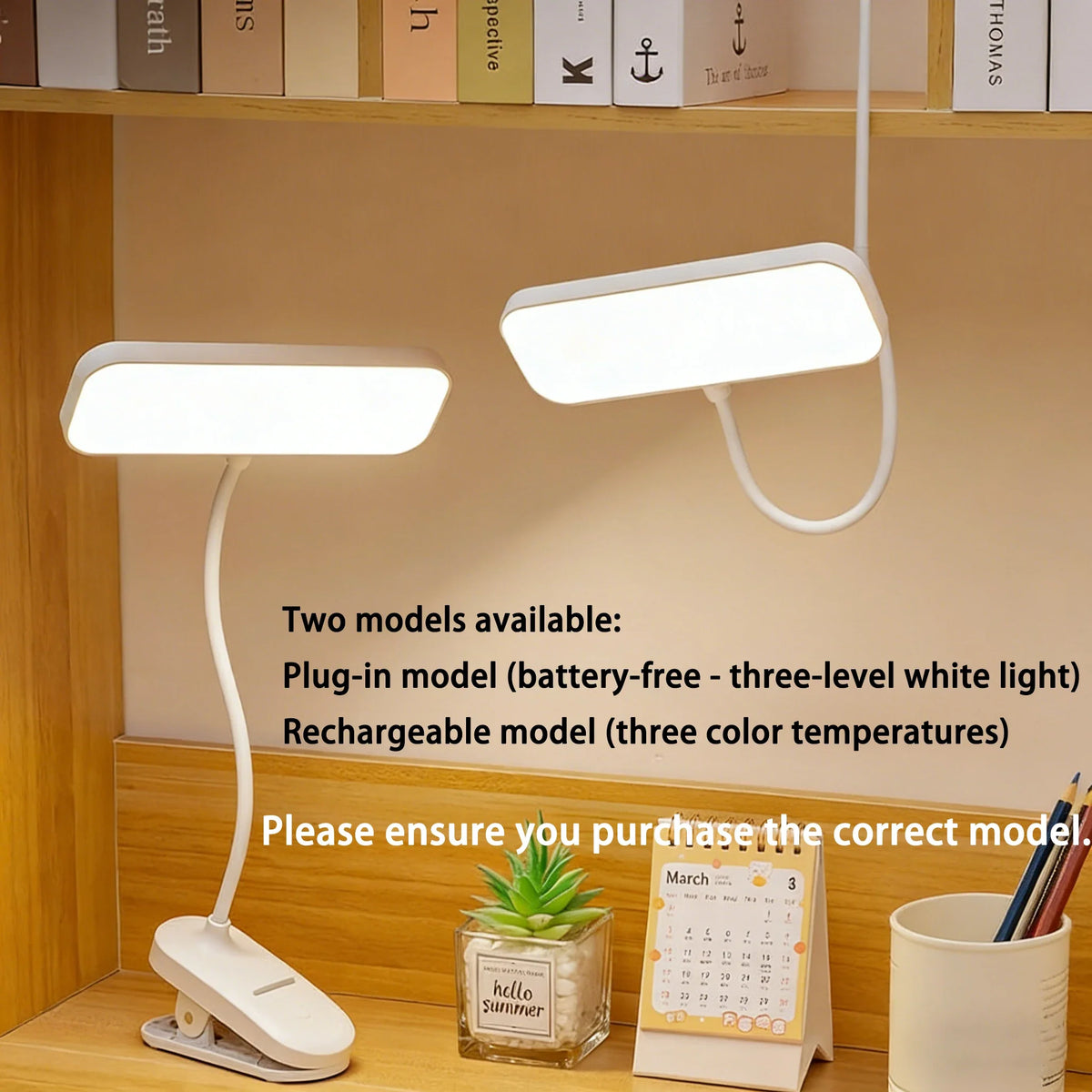 Rechargeable Table Lamp, Clip-On Dimmable LED Desk Light with Touch Control, 5V USB Charging for Study and Bedroom - product view 4